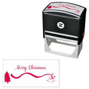 Merry Christmas Reindeer Long Scarf Self-inking Stamp