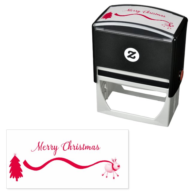 Merry Christmas Reindeer Long Scarf Self-inking Stamp (In Situ)