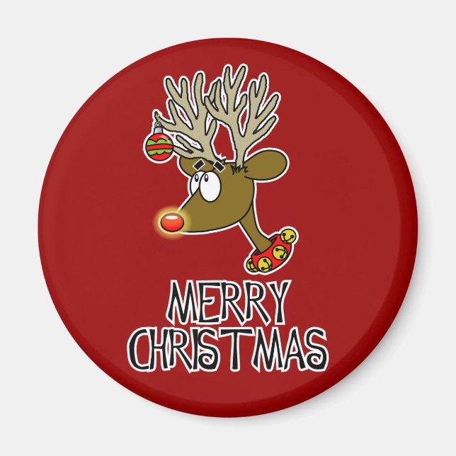 Merry Christmas Reindeer Magnet (Front)