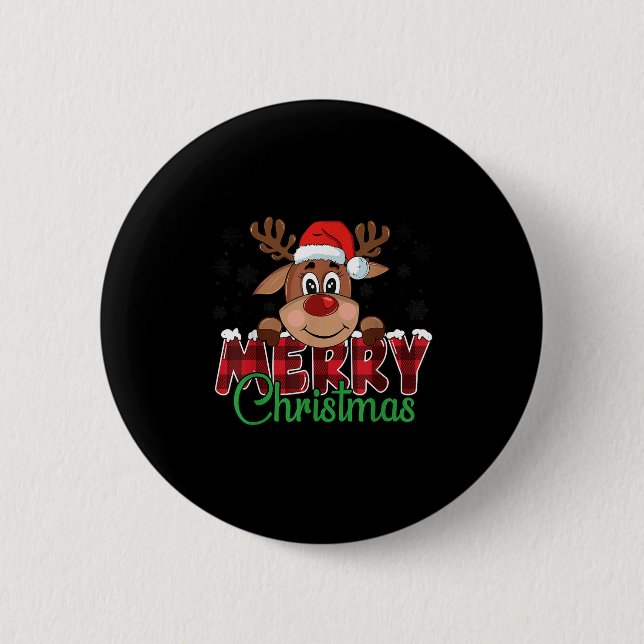 Merry Christmas Reindeer Men Women Family Matching 6 Cm Round Badge (Front)
