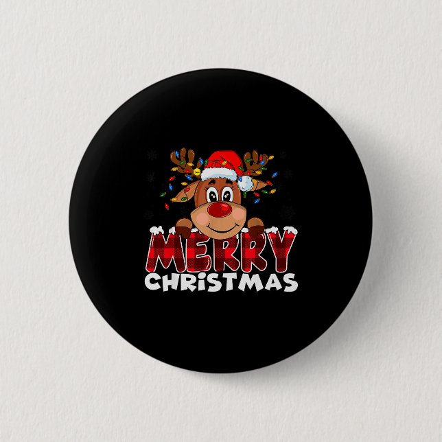 Merry Christmas Reindeer Men Women Family Matching 6 Cm Round Badge (Front)