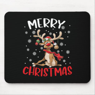 Merry Christmas Reindeer Men Women Family Matching Mouse Pad