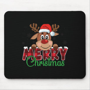 Merry Christmas Reindeer Men Women Family Matching Mouse Pad