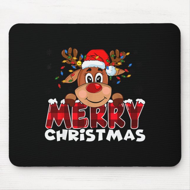 Merry Christmas Reindeer Men Women Family Matching Mouse Pad (Front)