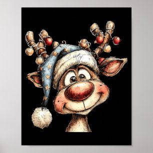 Merry Christmas Reindeer Men Women Family Matching Poster
