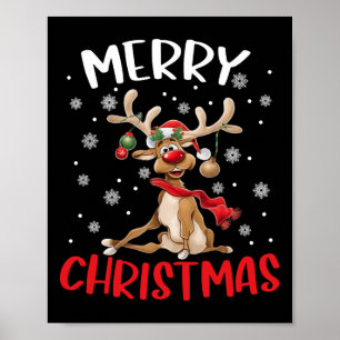 Merry Christmas Reindeer Men Women Family Matching Poster
