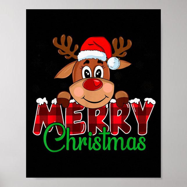 Merry Christmas Reindeer Men Women Family Matching Poster (Front)