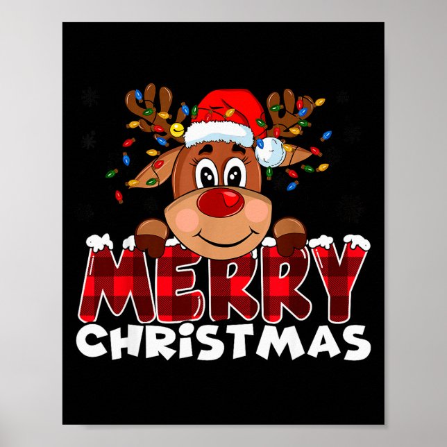 Merry Christmas Reindeer Men Women Family Matching Poster (Front)