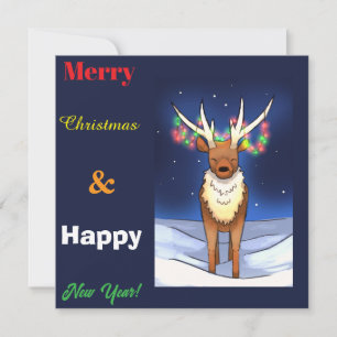 Merry Christmas, Reindeer, newyear Holiday Card