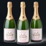 Merry Christmas Reindeer Personalised Name Sparkling Wine Label<br><div class="desc">Merry Christmas Reindeer Festive Party Personalised Name Sparkling Wine Labels Stickers features festive reindeer with pink bows and floral accents with the text "Merry Christmas" in modern pink calligraphy script typography with your personalised name. Perfect personalised gift for Christmas and the holidays for family and friends. Designed by ©2024 Evco...</div>
