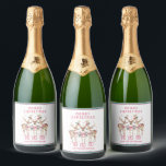 Merry Christmas Reindeer Personalised Name Sparkling Wine Label<br><div class="desc">Merry Christmas Reindeer Festive Party Personalised Name Sparkling Wine Labels Stickers features festive reindeer with pink bows and floral accents with the text "Merry Christmas" in modern pink calligraphy script typography with your personalised name. Perfect personalised gift for Christmas and the holidays for family and friends. Designed by ©2024 Evco...</div>