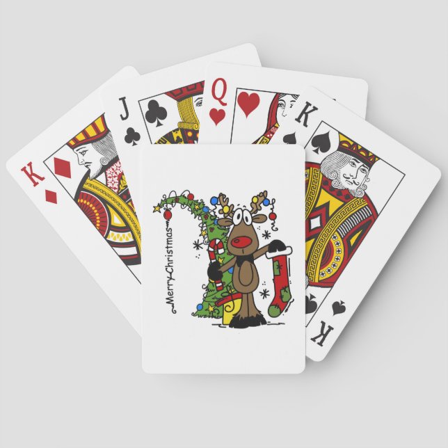 Merry Christmas Reindeer Playing Cards (Back)