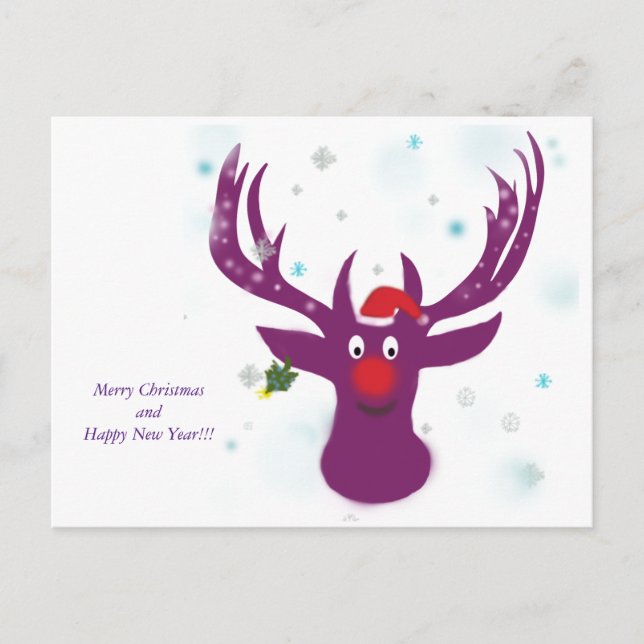 Merry Christmas Reindeer Postcard (Front)