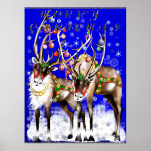 Merry Christmas Reindeer Poster