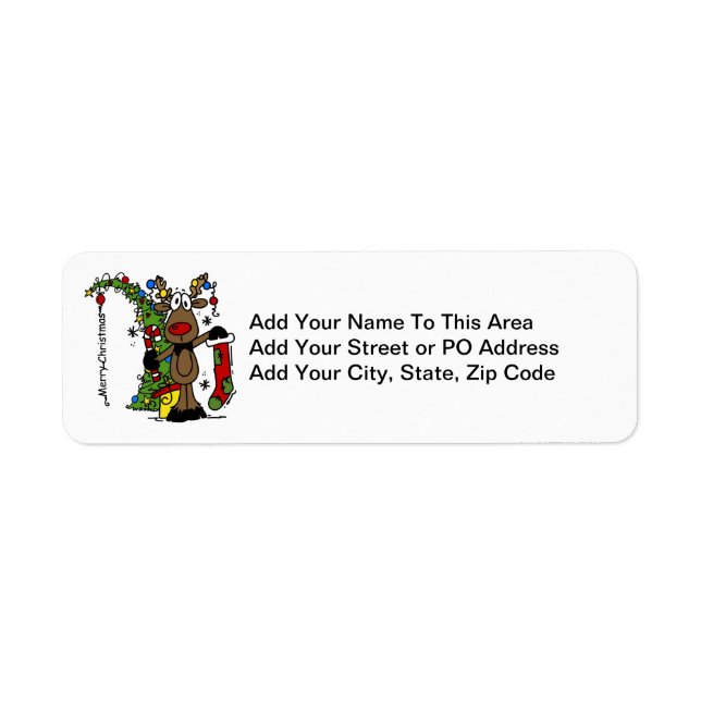 Merry Christmas Reindeer Return Address Label (Front)