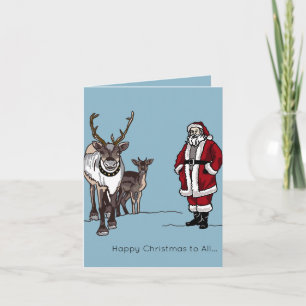 Merry Christmas Reindeer & Santa Holiday Card