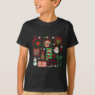 Merry Christmas Reindeer Santa Snowman Coquette Bo T-Shirt