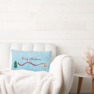 Merry Christmas Reindeer Scarf Winter Frost Lumbar Cushion