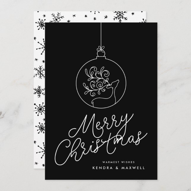 MERRY CHRISTMAS Reindeer Snowflakes (Front/Back)