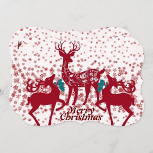 Merry Christmas Reindeer Snowflakes Family Custom  Holiday Card