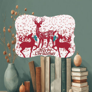 Merry Christmas Reindeer Snowflakes Family Custom  Holiday Card