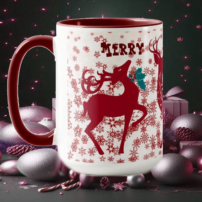Merry Christmas Reindeer Snowflakes Santa Helpers  Mug (Merry Christmas Reindeer Snowflakes Santa Helpers Mug)