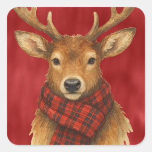 Merry Christmas Reindeer Square Sticker