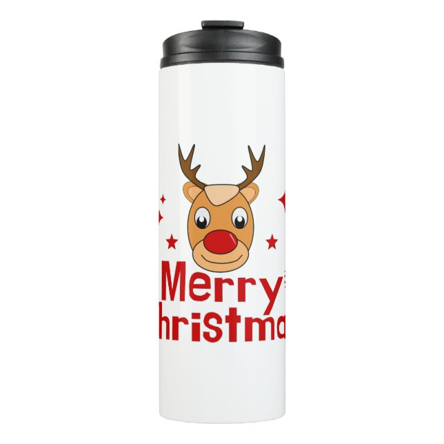Merry Christmas Reindeer Thermal Tumbler (Front)
