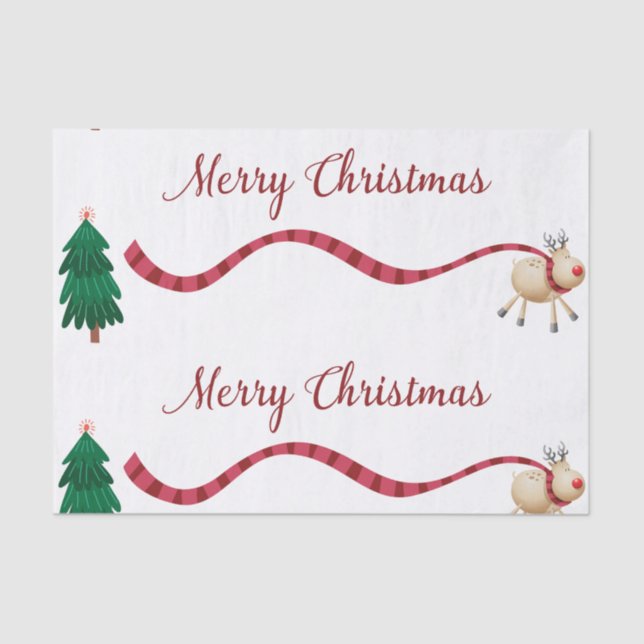 Merry Christmas Reindeer Tissue Paper (Front)