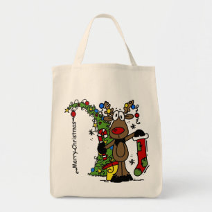 Merry Christmas Reindeer Tote Bag