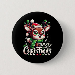 Merry Christmas Reindeer Tree Lights Xmas Family M 6 Cm Round Badge