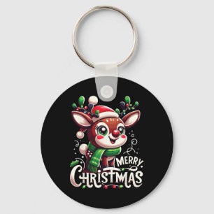 Merry Christmas Reindeer Tree Lights Xmas Family M Key Ring