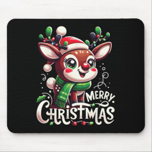 Merry Christmas Reindeer Tree Lights Xmas Family M Mouse Pad