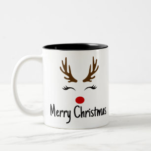 Merry Christmas Reindeer Two-Tone Coffee Mug