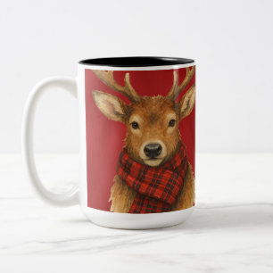 Merry Christmas Reindeer Two-Tone Coffee Mug