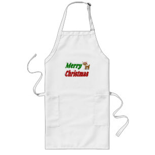 Merry Christmas Reindeer typography Long Apron
