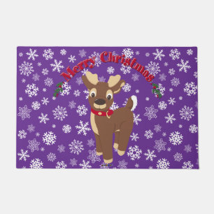 Merry Christmas Reindeer with Snowflakes Doormat