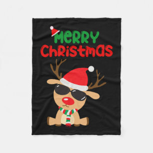 Merry Christmas Reindeer Xmas Family 2024 Men Wome Fleece Blanket