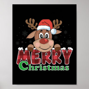 Merry Christmas Reindeer Xmas Family Kids Men Wome Poster