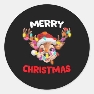 Merry Christmas Reindeer Xmas Family Matching Men Classic Round Sticker