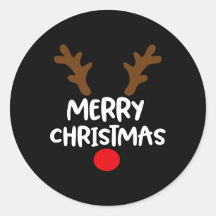 Merry Christmas Reindeer Xmas Family Matching Men Classic Round Sticker