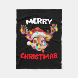 Merry Christmas Reindeer Xmas Family Matching Men Fleece Blanket