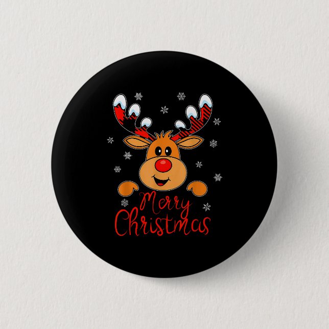 Merry Christmas Reindeer Xmas Family Men Women  6 Cm Round Badge (Front)