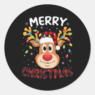 Merry Christmas Reindeer Xmas Family Men Women Kid Classic Round Sticker
