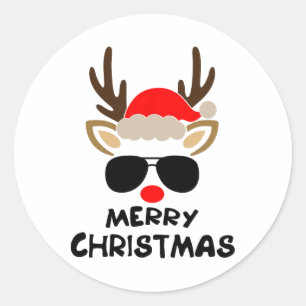 Merry Christmas Reindeer Xmas Family Men Women Kid Classic Round Sticker