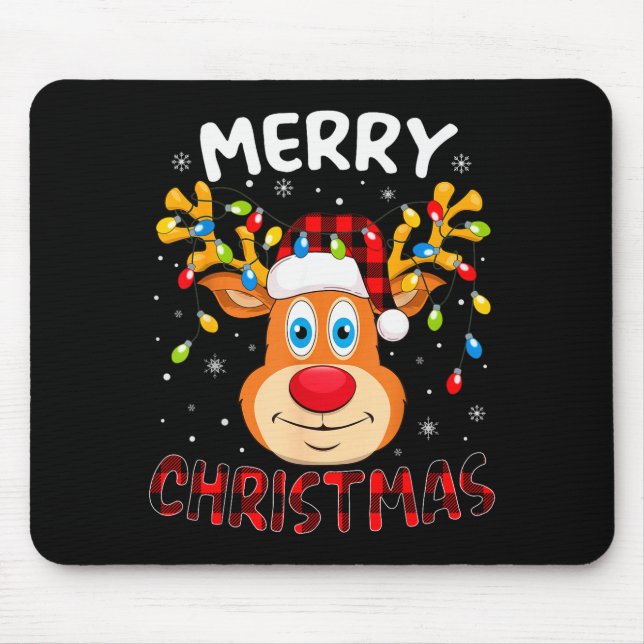 Merry Christmas Reindeer Xmas Family Men Women Kid Mouse Pad (Front)