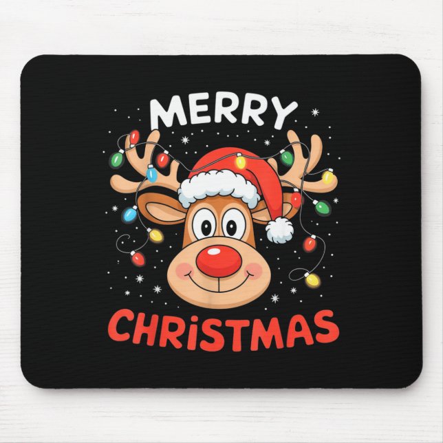 Merry Christmas Reindeer Xmas Family Men Women Kid Mouse Pad (Front)