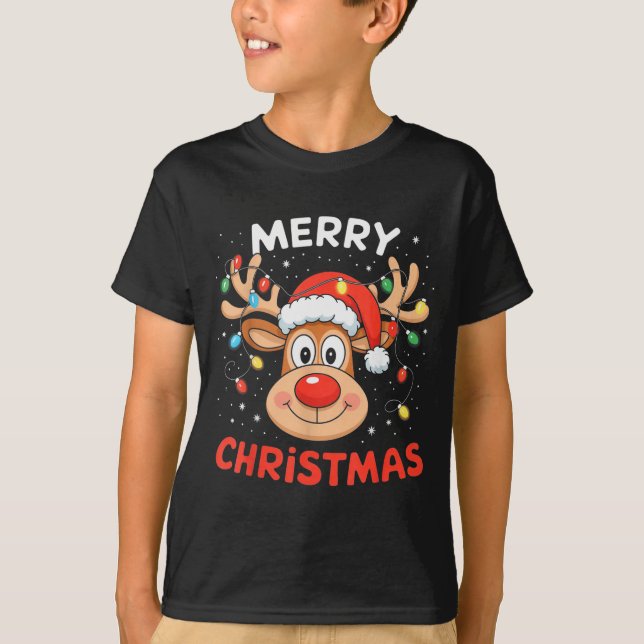 Merry Christmas Reindeer Xmas Family Men Women Kid T-Shirt (Front)
