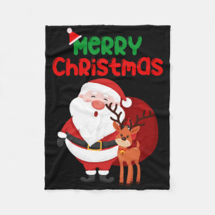 Merry Christmas Reindeer Xmas Family Men Women Tee Fleece Blanket