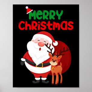 Merry Christmas Reindeer Xmas Family Men Women Tee Poster